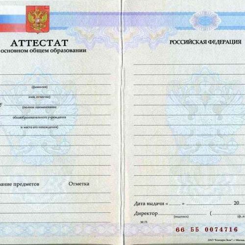 Аттестат 9 классов 2012